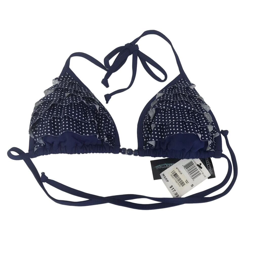 Mariemeili Swim Suit Top Womens Small Bikini Polka Dot Blue White